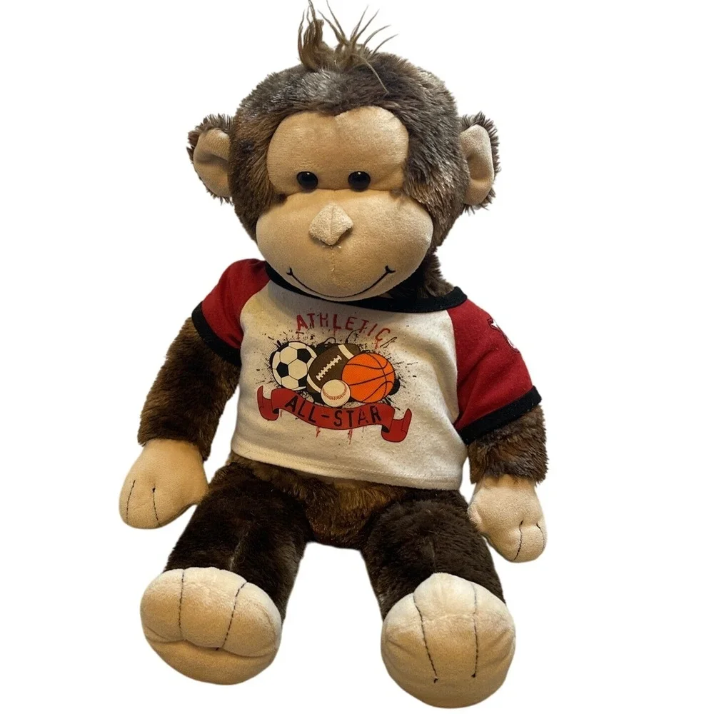 Build A Bear Workshop Monkey Plush Athletic All Star Sports Shirt Brown